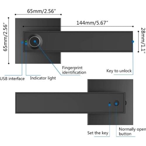 Multi-purpose Fingerprint Door Lock with USB Interface 4 x AAA Batteries (Not Included) Low Battery Alarm for Homeowner