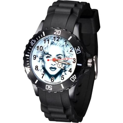 Fashion Cartoon Monroe Style Womens Childrens Watches Kids Student Boys Girls Quartz Silicone Strap Wrist Watch JE27