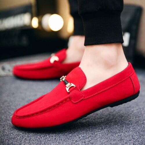 Men Shoes Black Blue Red Loafers Slip On Male Footwear Adulto Driving Moccasin Soft Comfortable Casual Shoes Men Sneakers Flats