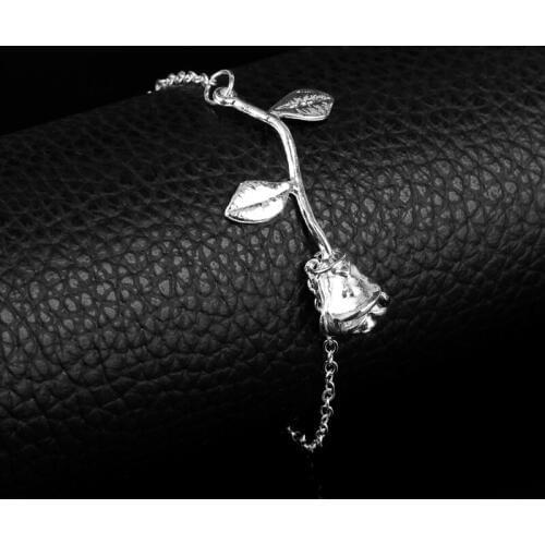 MQCHUN Fashion Rose Flower Charm Bracelet For Women Bracelet & Bangle Wedding Bridal Jewelry Gift beauty and the beast Bracelet