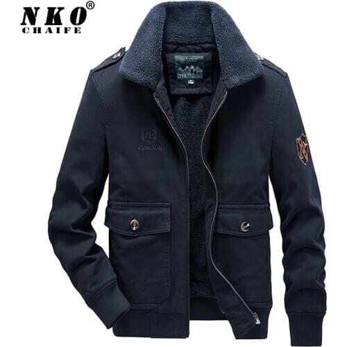 CHAIFENKO Brand Mens Bomber Jacket Parka Coat Men Winter Thick Warm Fleece Military Coat Men Fur Collar Army Tactics Jacket Men