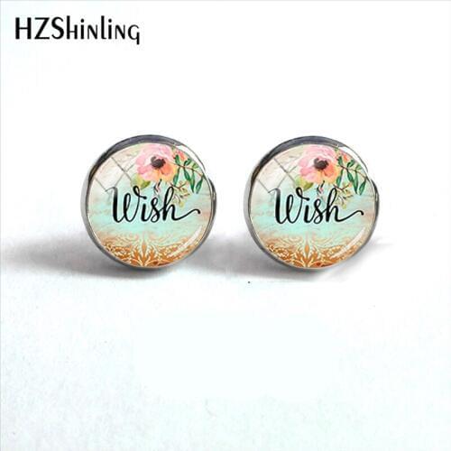 2019 New Bible Verse Love Dream Letter Round Stud Earrings Quote Inspirational Stainless Steel Earrings Jewelry Gifts