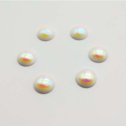 50pcs/lot AB Color 6 8 10 12mm Half Round Flatback Pearl Beads Cabochon Scrapbook Decoration for DIY Jewelry Making Crafts