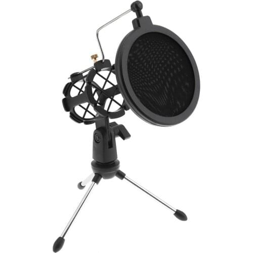 Portable Adjustable Studio Holder Desktop Tripod with Windshield Filter