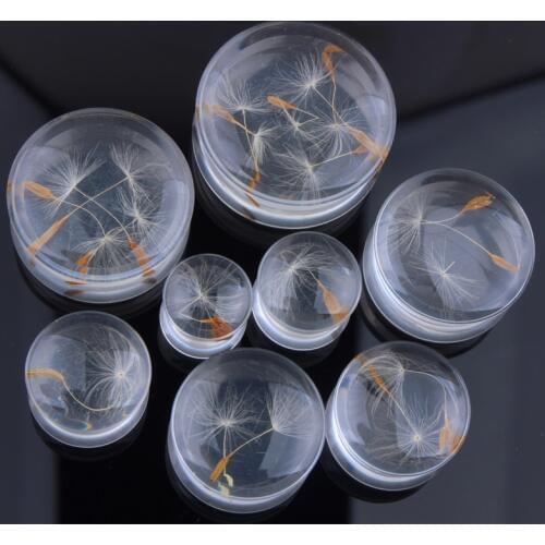 1Pair Acrylic Dandelion Ear Plugs Tunnels Earring Gauges Hollow Double Flare Ear Tunnels Expanders Plugs Piercing Body Jewelry