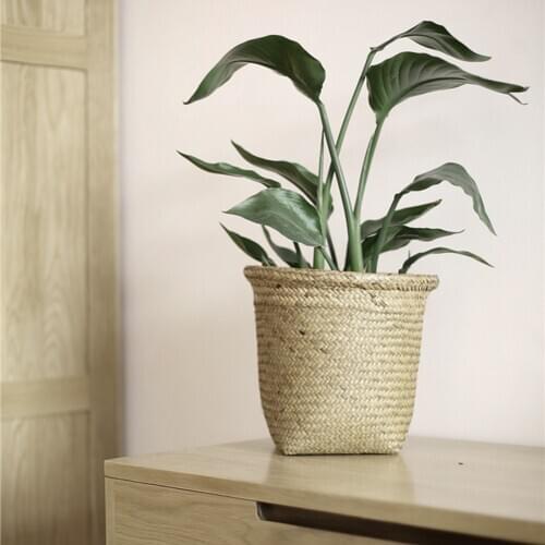 Storage Basket Household Foldable Fruit Basket Nordic Style Seagrass Hand-woven Garden Plant Flower Pot Basket Opbergmanden