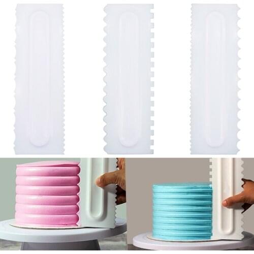 3PCS Cream Scraper Irregular Teeth Edge Spatulas Cake Baking Scraper Fondant Cake Slicer Pastry Cutters Tools DIY Decorating