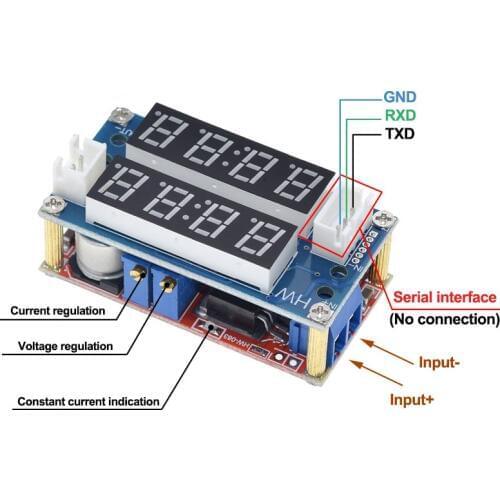 XL4015 5A Adjustable Power CC/CV Step-Down Charge Module Digital Voltmeter Ammeter Display LED Driver for Arduino