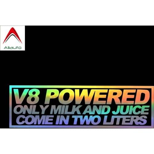 Aliauto Personality Funny Car Sticker V8 Powered Milk Juice 2 Liter Race Mustang Jdm Drift Waterproof Sunscreen Decal,18cm*7cm