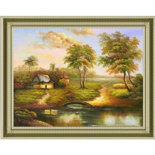 Diy diamond embroidery Riverside house diamond painting Bridge 5d square diamond mosaic icons full embroidery Landscape Series
