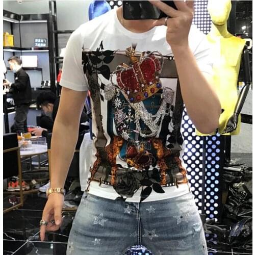 Diamonds T Shirt Fashion Style With Diamond TShirt Skull Slim Short Sleeve Mens T-Shirt 100% cotton top quality