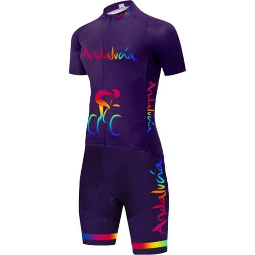 ANDALUCIA Triathlon Skinsuits Mens Cycling Set MTB Team Jumpsuit Kits Summer Females Jumpsuit Cycling Jerseys Set Bicycle Suit