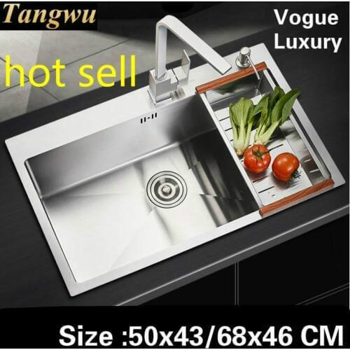 Free shipping Home kitchen manual sink single trough wash vegetables vogue standard 304 stainless steel 500x430/680x460 MM
