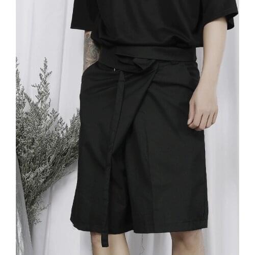 Original new casual pants mens Summer Shorts Japanese Yamamoto fashion suit pants asymmetric loose Capris