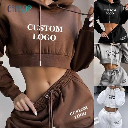 CHAOP Custom Your Logo Fashion Outfits for Women Tracksuit Hoodies Sweatshirt+Sweatpants Sports 2 Piece Set Autumn Clothing