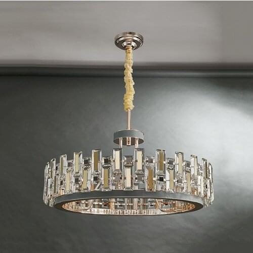 Crystal Luxury LED Chandelier Lighting For Dining Living Room Bedroom Villa Hanging Lamp Postmodern Simple Leather Deco Fixtures