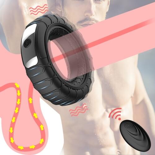 Penis Ring Vibrators Cock Enlargement Silicone Ring Delay Ejaculation Erection Lock Ring Wireless Remote Control Wear Sextoy