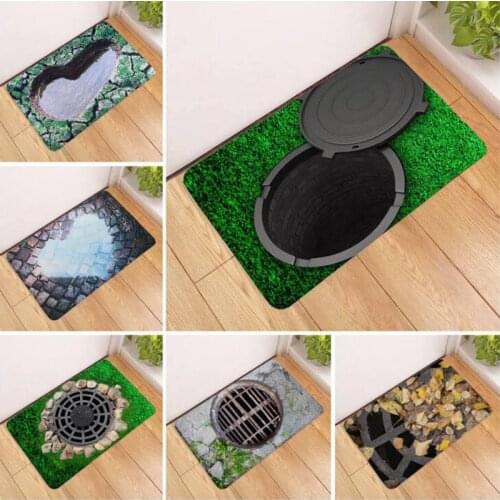 3D Printing Trap Floor Mat funny Door Mat Kitchen Bedroom Bathroom Corridor Foyer Absorbent Carpet Non-Slip 60x40cm HM0628