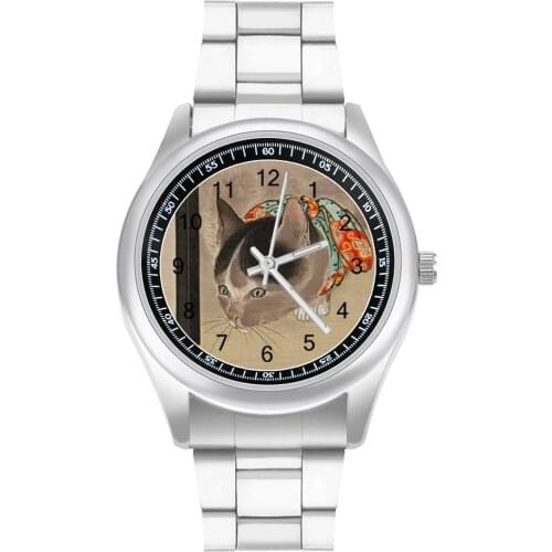 Japanese Cat Quartz Watch Hit Sales Modern Wrist Watch Stainless Lady Travel Photo Wristwatch