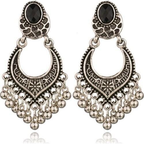 Fashion Hot Sale Gold-color Metal Tassel Dangle Earrings Oversize Pendientes Long Earrings For Women Ethnic Indian Jewelry