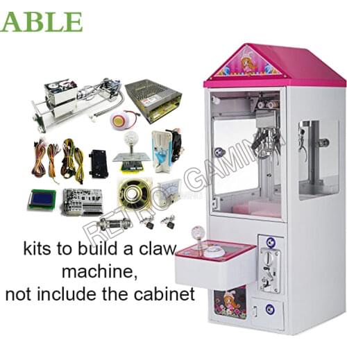 Mini Toy Claw Crane Game Machine DIY Kit With Motherboard 25.7cm Gantry Power Supply Joystick LED Buttons Coin Acceptor