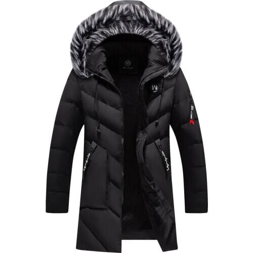 Men Jacket Coats Thicken Fur Fleece Warm Winter Windproof Jackets Casual Mens Down Parka Hooded Outwear Cotton padded Jacket