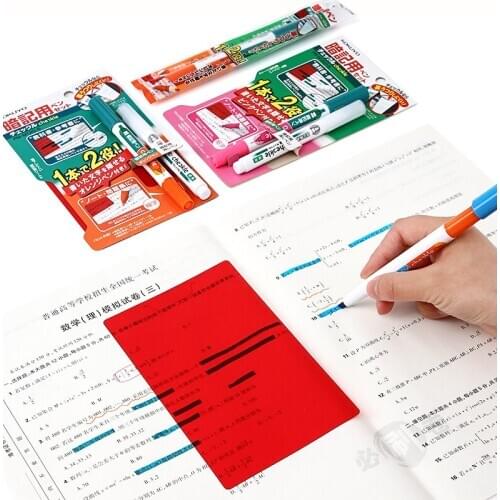 KOKUYO Check Le Memorize Highlighter Pen Set Dual Tip Oblique Fine Learning Memory Pen Fosforlu Kalem Destacador Markers Pen
