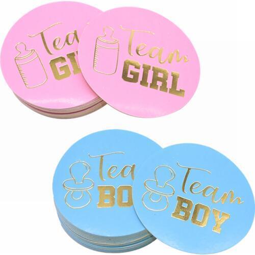 24/48pcs Team Boy Team Girl Stickers Boy or Girl Vote Sticker for Gender Reveal Party Creative Decoration Baby Shower Supplies 6