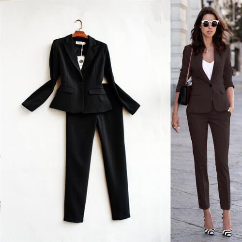 New 2017 fashion womens suits leisure high-qualityOL office business Set Big code two piece set trousers + suit jacket B067