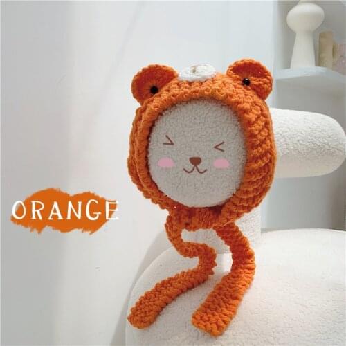 2021 New Korean Ins Hairband Kids Headband Cartoon Cute Bear Ear Protection Knitted Wool Earmuff Turban Cap Girls Boys Headwraps