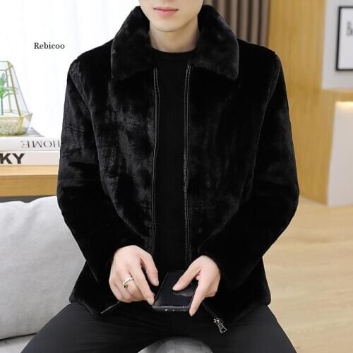 New Hot Mens Faux Mink Fur Coat Cultivate Ones Morality Zip Jackets Winter Fashion Mens Eco-Friendly Faux Fur Coat Jackets