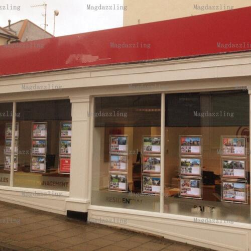 A3 Single Sided Landscape Cable Wire Hanging Acrylic Frame LED Illuminated Light Box LED Window Display for Real Estate Agent