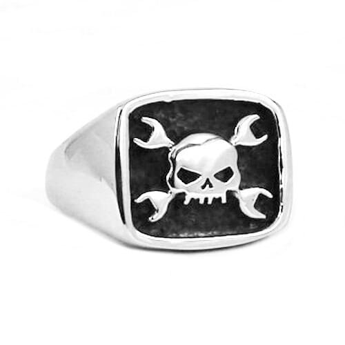 Wholesale Wrench Skull Biker Ring 316L Stainless Steel Jewelry High Quality Fashion Spanner Motor Biker Mens Ring 514B