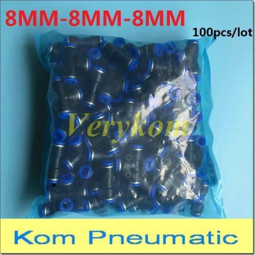PE-8 Pneumatic 3 Way One Touch 8mm to 8mm to 8mm Equal Union Tee Push In Quick Air Fitting One Touch Connect Joint PE-08