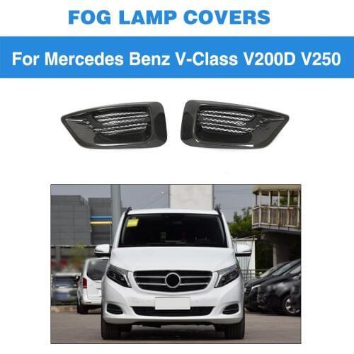 2pcs Car Front Left Right Bumper Fog Light Lamp Cover Grille for Mercedes-Benz V-Class W447 V220D V250 2016 2017 2018 Dry Carbon