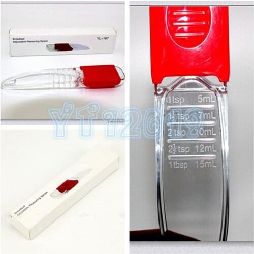 100pcs Plastic Adjustable Measuring Spoon Kitchen Transparent Red Baking Cooking Tools
