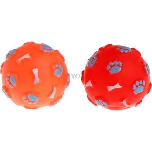 Rubber Ball Squeaky Bone Footprint Cute Play Funny Balls Fetch Interactive Cat Kitten Dog Puppy Supplies Molar Chew Bite