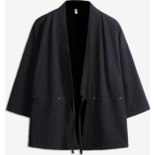 TANG 2019 Hip Hop Casual Coat Loose Kimono Men Japan Style Cotton Cardigan Shirt Jacket Male Streetwear Fashion Jacket Size 5XL