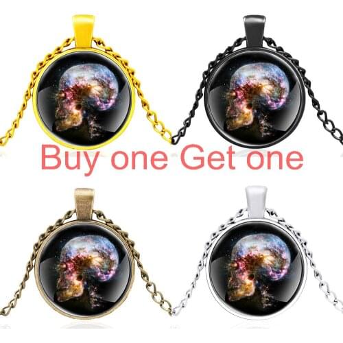 Vinyblack Starry Skull Design Dome Pendant Necklace Men Women Exquisite Jewelry Accessories Gifts