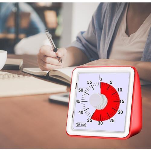 60 Minute Visual Timer - Silent Timer Time Management Tool For Classroom Or Meeting Countdown Clock For Kid And Adults (Red)
