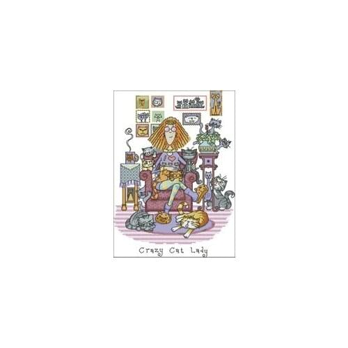 YIXIAO Counted Cross Stitch Kit Cross stitch RS cotton with cross stitch Haejbgqs Crazy cat lady