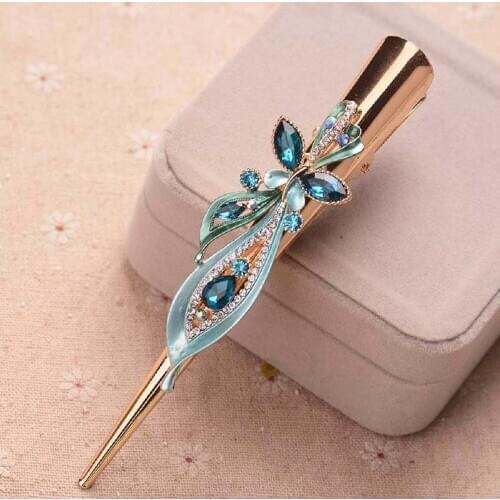 1pcs Fashion Retro Crystal Flower Butterfly Hair Clip Women Classic Plated Exaggerated Large Metal Hair Claw Hair Accessories