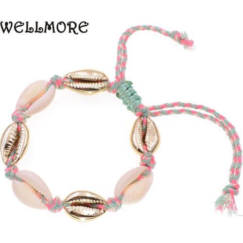 WELLMORE gold Bohemia shell bracelets for women BOHO charm bracelets women beach party jewelry wholesale drop shipping