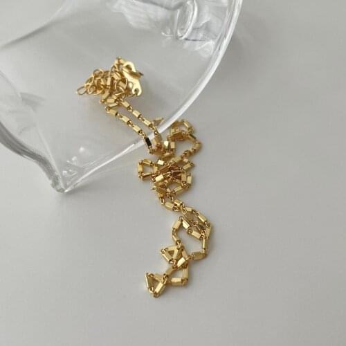 MLKENLY 925 sterling silver necklace small square single chain niche design sense personality female simple high quality jewelry