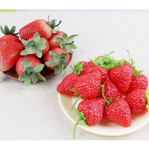 10Pcs Simulation Strawberry Ornament Cute Fake Strawberry Fruit Prop Food Toy Craft Photography Props Party Home Decoration