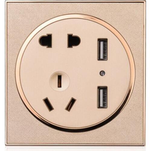20pcs 2 Port USB Wall Socket US EU AU five hole USB switch socket panel Outlet Power Charger