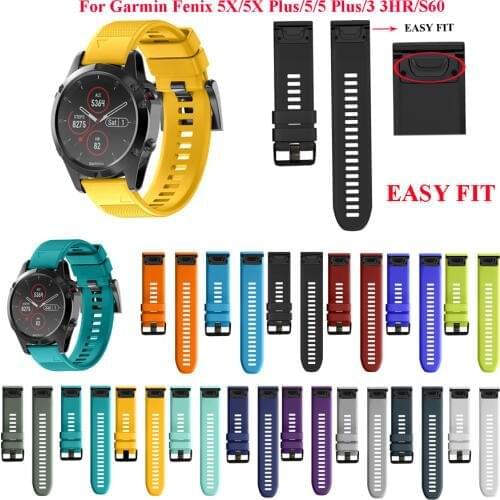 26MM 22MM Silicone Watchband Wriststrap for Garmin Fenix 5X Fenix3 3HR Fenix 5 Plus S60 MK1 Watch Easyfit Replacement Watchbands