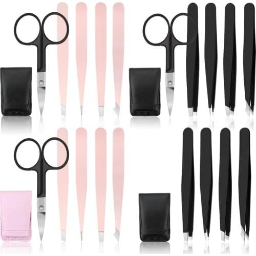 4/5Pcs Eyebrow Tweezers Set Stainless Steel Eyebrow Clip Tongs Scissors Lashes Extension Tweezers Professional Cosmetic Tools