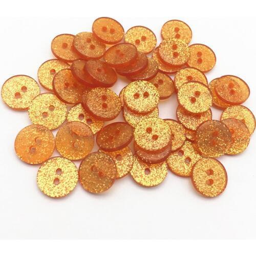 500pcs 13MM Orange Round Glitter Sparkly Buttons Resin 2 Holes Dress Button Sewing Embellishments Scrapbooking