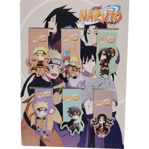 6pcs Sasuke Anime Magnetic Bookmark Cartoon Magnet Bookmark Child Student Kawaii Gift Bookmarks Office Stationery